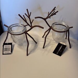 Creative Co-Op Brown Reindeer Candle Holders Accents